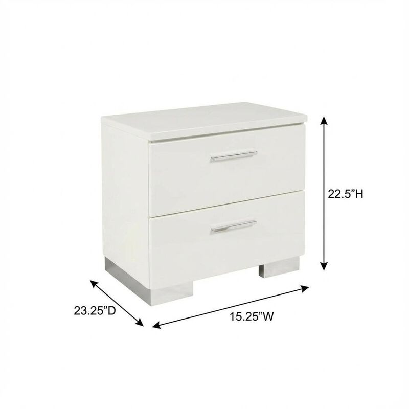 FurniFact White Solid Wood Nightstand with 2 Drawers for Bedroom Decor image number 5
