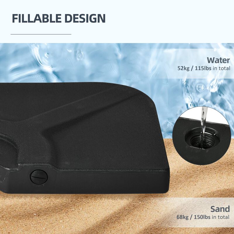 Versatile Umbrella Base: 4-Piece 150lb HDPE Water/Sand Filled Weights