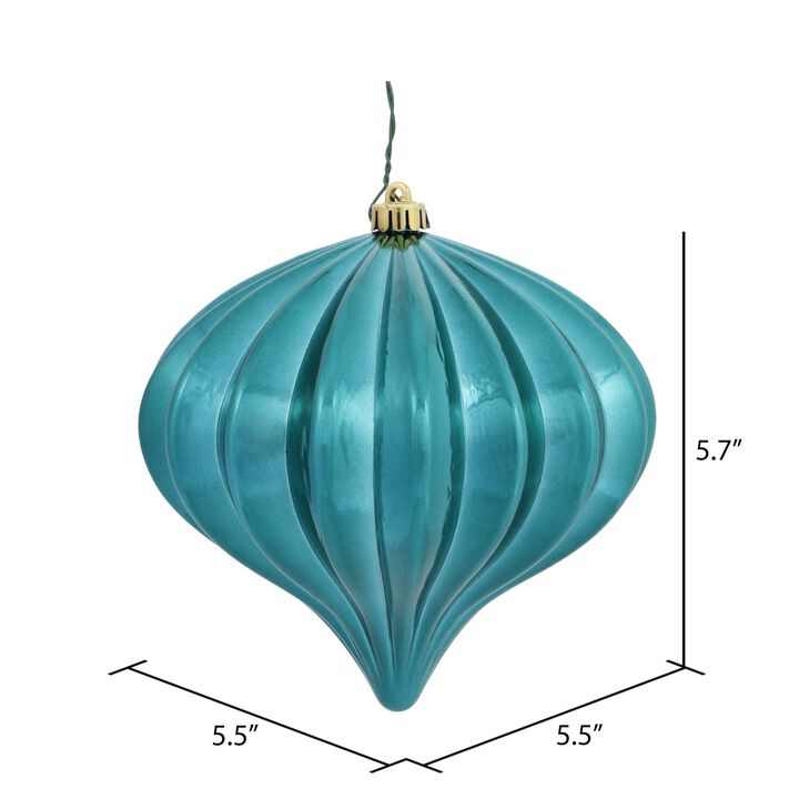Vickerman 5.7" Teal Shiny Onion Christmas Ornament, UV Treated, Set of 3