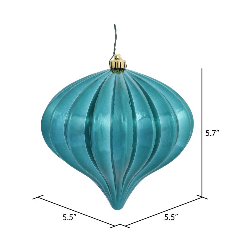 Vickerman 5.7" Teal Shiny Onion Christmas Ornament, UV Treated, Set of 3 image number 1