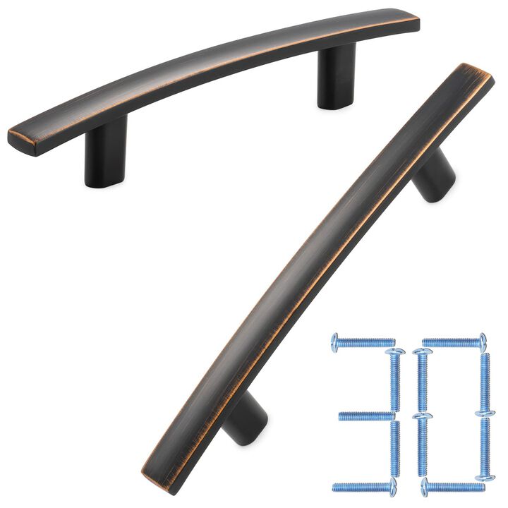 KOOFIZO 30-Pack Solid Curved Bar Cabinet Pull - Oil Rubbed Bronze Furniture Arch Handle, 3 Inch/76mm Screw Hole Center for Kitch