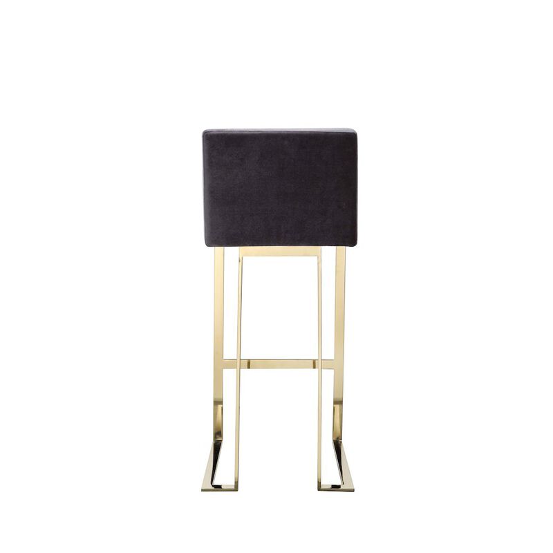 Pangea Home Dexter Bar Stool Velvet Gray & Gold