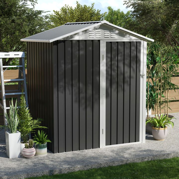 WOW PIONEER Durable Outdoor Metal Storage Shed Spacious Utility Unit for Backyard Patio Lawn Bikes Tools and Equipment All Weather Resistant Storage Solution