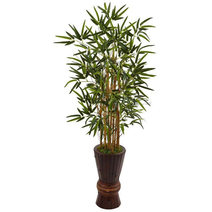 Nearly Natural 4.5-in Bamboo Tree in Bamboo Planter