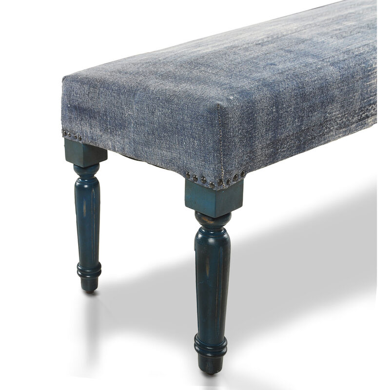 Versatile Upholstered Bench – Abstract Patterned Fabric Seat with Wooden Base