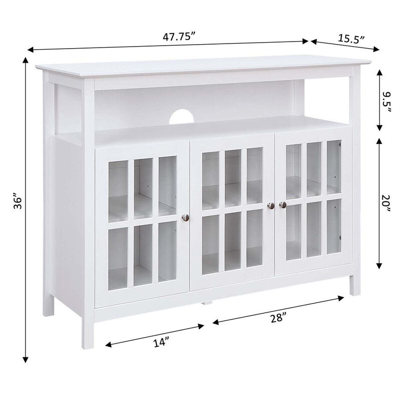 Convenience Concepts Big Sur Deluxe TV Stand with Storage Cabinets and Shelf for TVs up to 55 Inches White