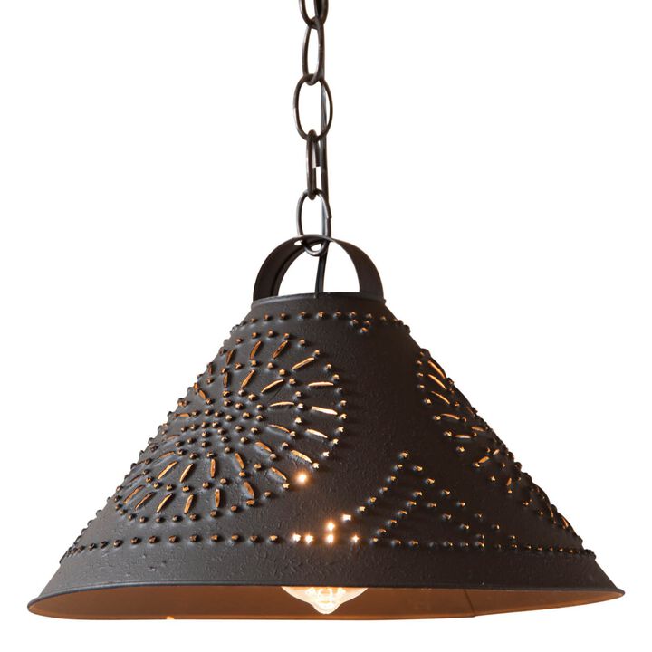 Hitchcock Shade Light Tin Pendant In Textured Black