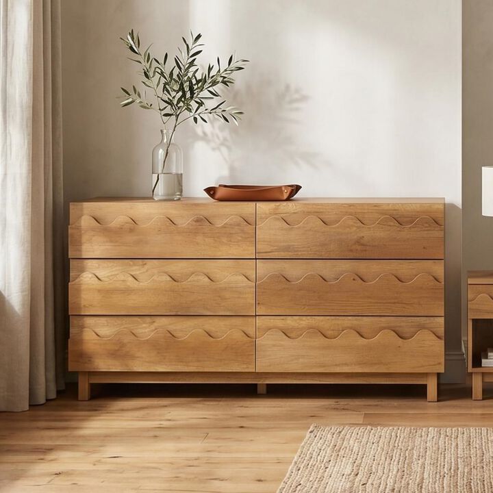 60" W Modern 6-Drawer Storage Dresser Chest