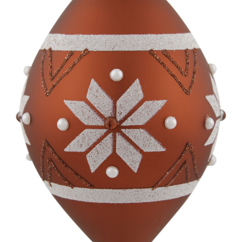 5.25" Glittered Red and White Snowflake Glass Finial Christmas Ornament image number 2