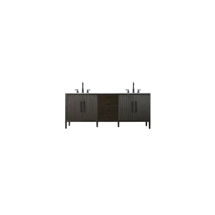 Elegant Kitchen and Bath 84 inch Double Bathroom Vanity inChocolate Oak