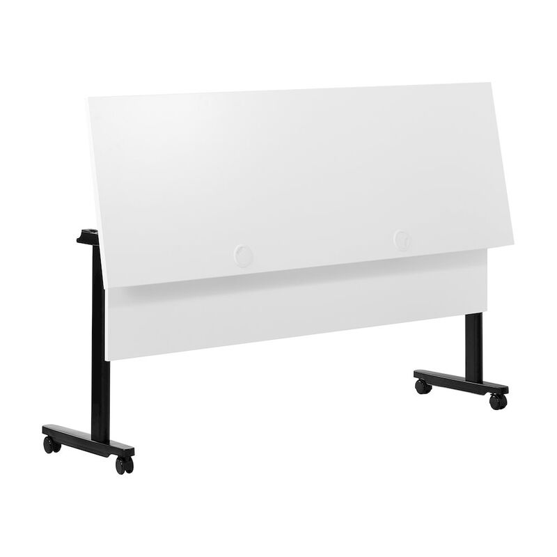 Flash Furniture 60" x 24" Nesting Flip Training Table with T-Legs, Modesty Panel, White Tabletop image number 3