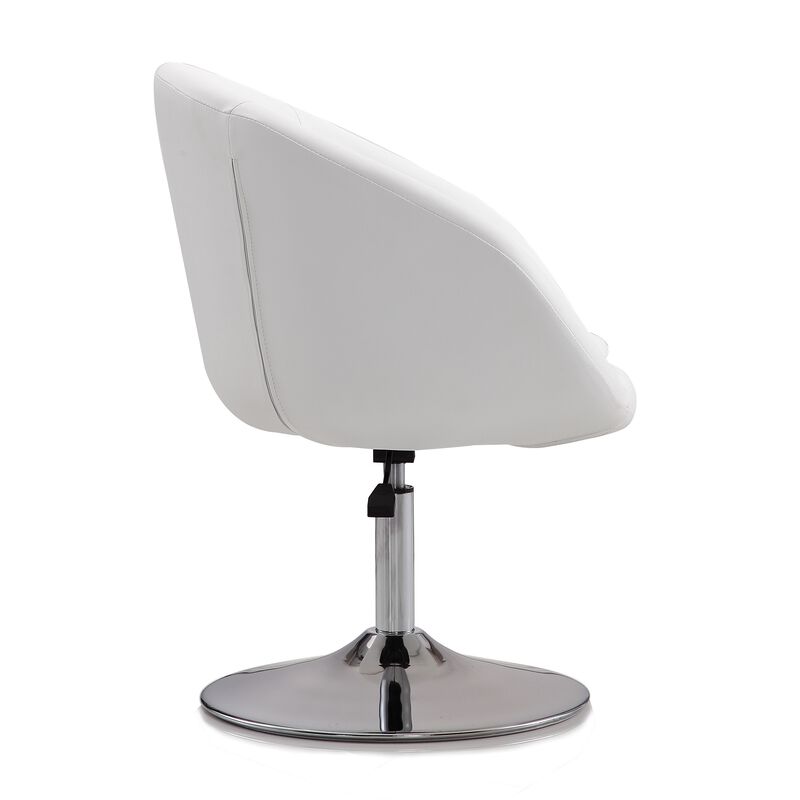 Hopper White Swivel Accent Chair