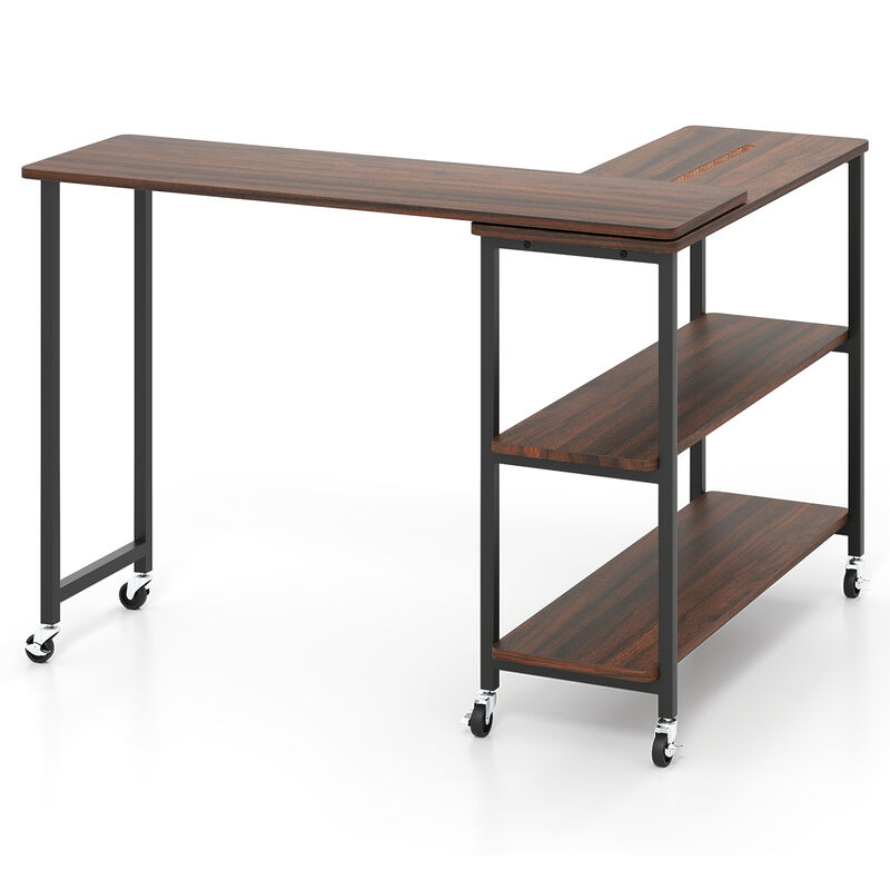 360-Degree Rotating Sofa Side Table with Wheels and Storage Shelf - Patented Design image number 0