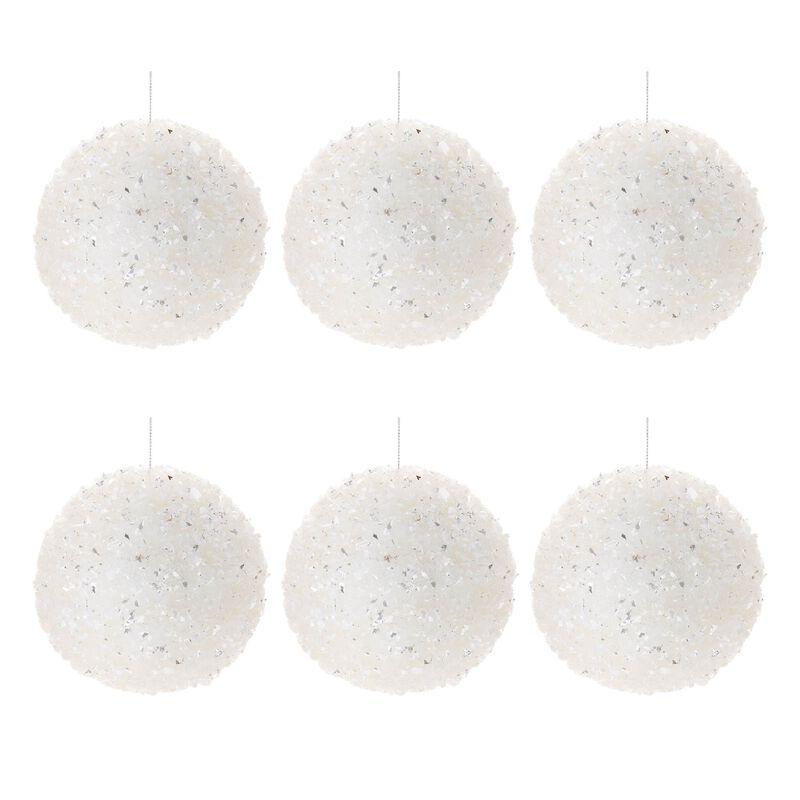 Sequin Covered Christmas Ornaments (Set of 6) – Glittery Tree Balls for Glam Holiday Decor