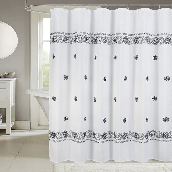 RT Designers Collection Coby Embroidered Stylish Shower Curtain 70" x 72" Black