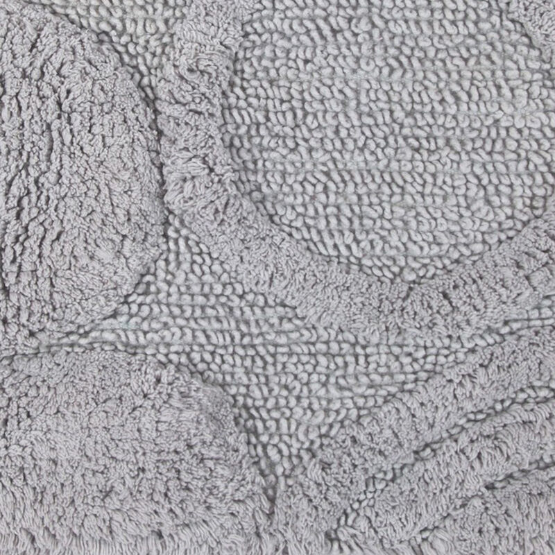 Knightsbridge Orbit Bath Rug Cotton Non Skid Back - 24x40", Silver