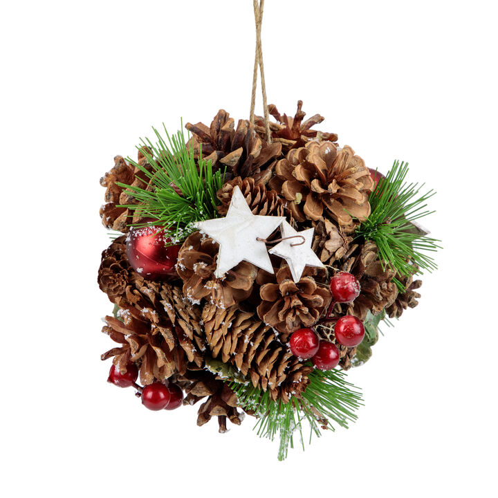 6" Pine Cones  Stars and Balls Hanging Christmas Ornament
