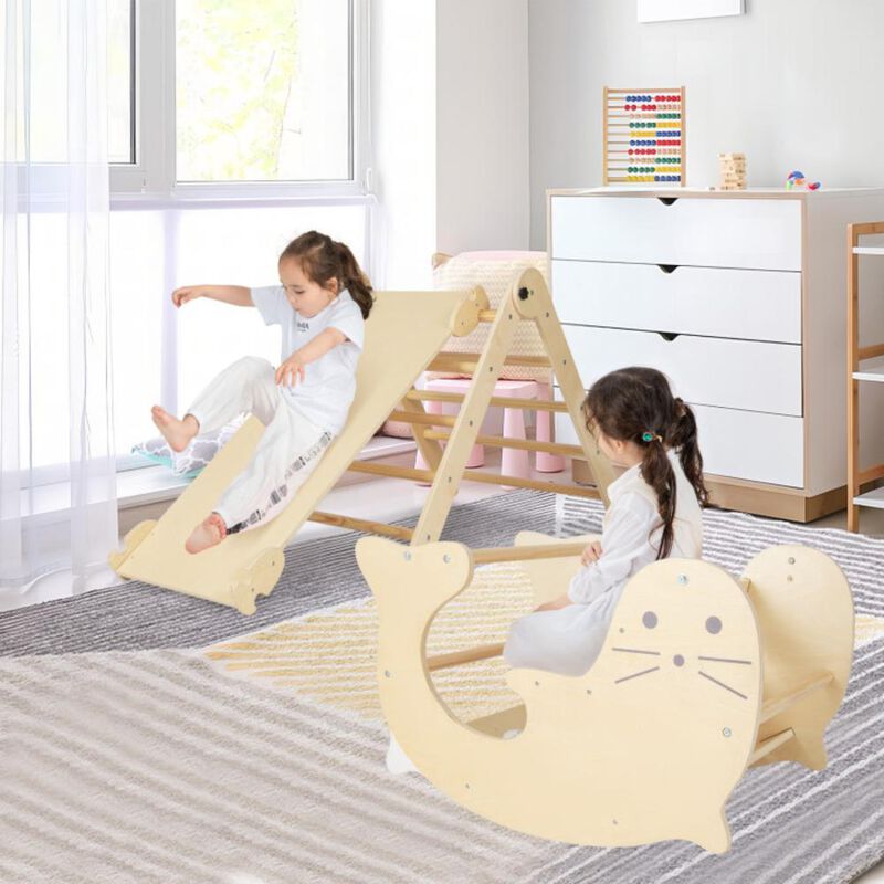 Hivvago 7-in-1 Indoor Climbing Toys for Toddlers with Reversible Ramp