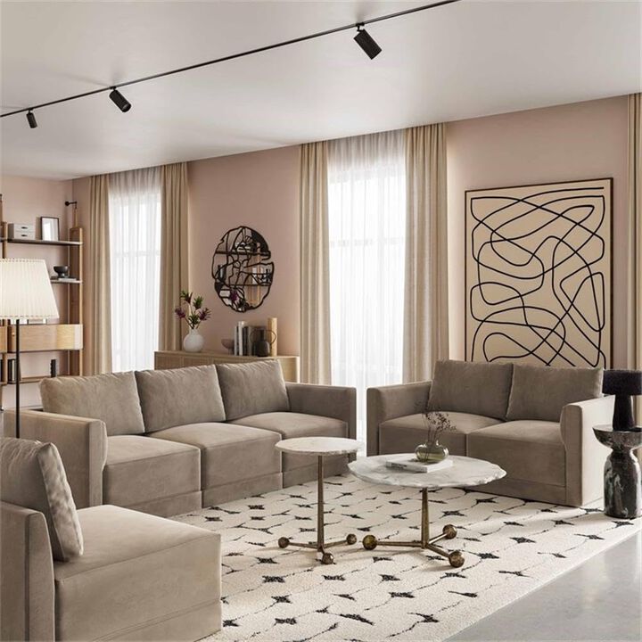 TOV Furniture Willow Taupe Upholstered Armless Chair