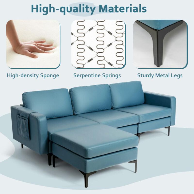 Hivvago Modular L-shaped Sectional Sofa with Reversible Chaise and 2 USB Ports