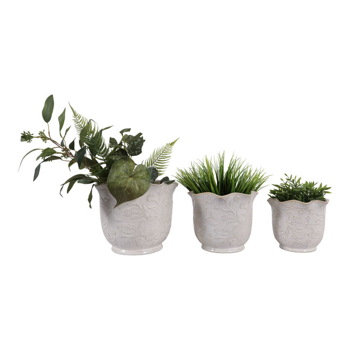 S/3 Floral Ruffle Planters