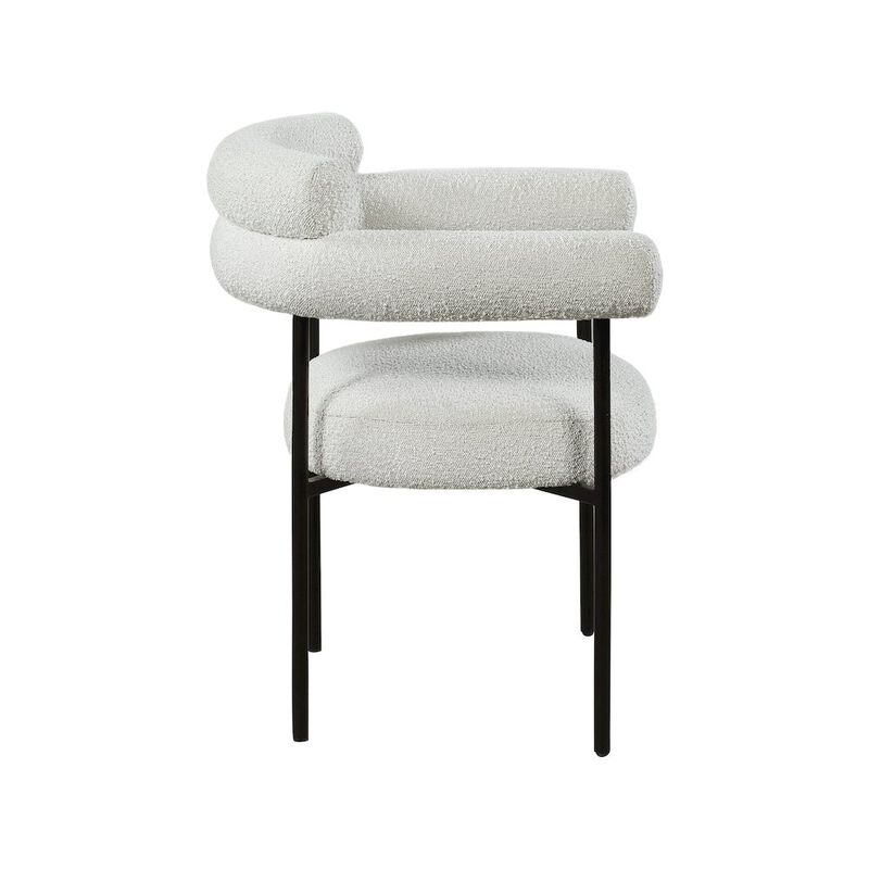 Meridian Furniture Blake Cream Boucle Fabric Dining Chair, Set of 2