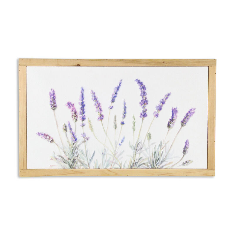 HomeRoots 16" X 26" Natural White And Lavender Floral Wood Framed Art image number 0