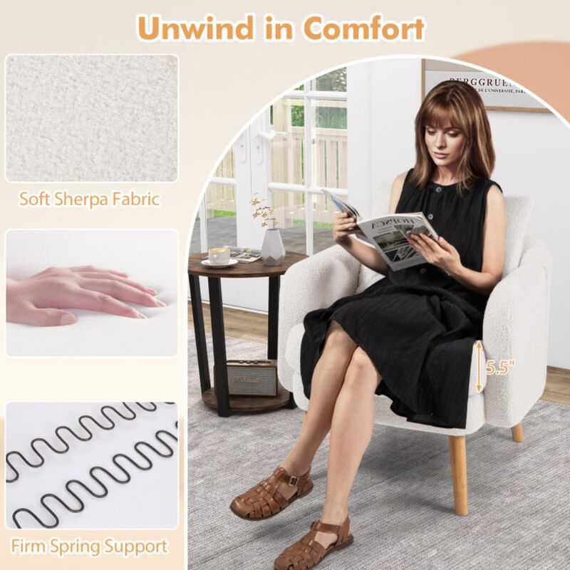 Hivvago Sherpa Accent Chair Modern Living Room Chair with Seat Cushion