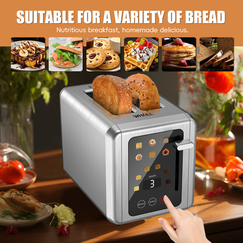 WHALLULTRA 2 Slice Stainless Steel Toaster, 5 Basic Functions with Bagel, Cancel, Defrost & Removable Crumb Tray image number 4