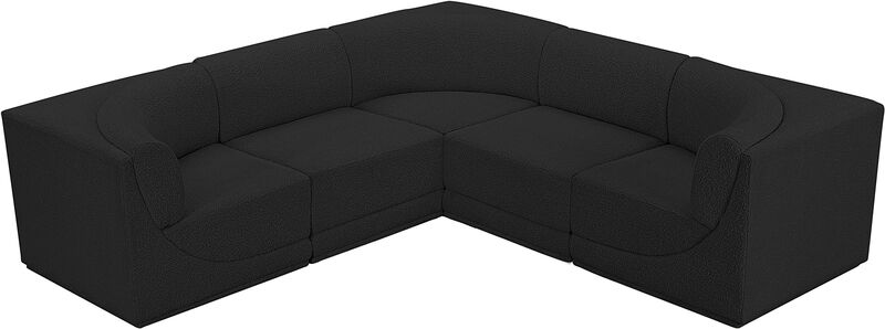 Meridian Furniture Ollie Black Boucle Fabric Modular Sectional