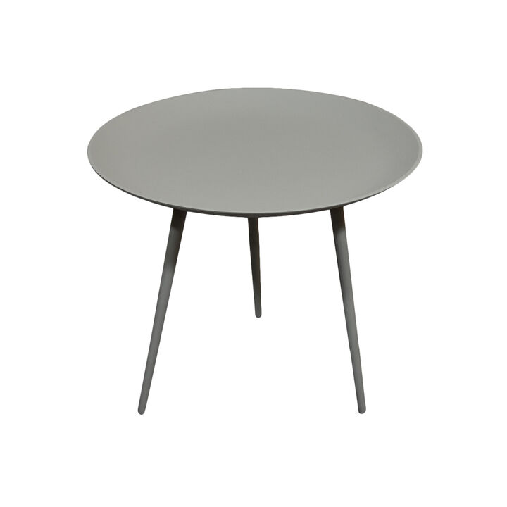 Handmade Aluminium And Iron Round Tray Ivory Color Side Table