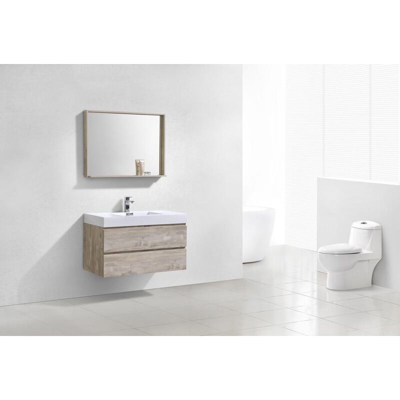 Kubebath Bliss 40 Nature Wood Wall Mount Modern Bathroom Vanity