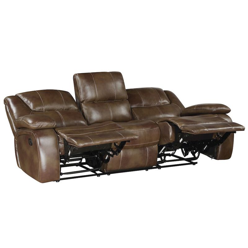Lexicon Ellicott Leather Double Reclining Sofa In Brown