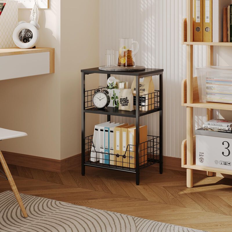 X-cosrack End Table,Industrial Retro Small Side Table for Small Spaces Living Room Bedroom Kitchen and Office,Stable Wood and Me