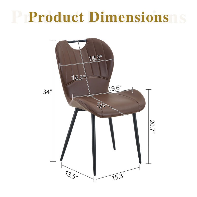 Whisen Set of 4 Upholstered Dining Chairs with Metal Handle, Fabric & Metal Frame, Ergonomic Accent Chairs for Dining Room, Living Room, Office image number 9