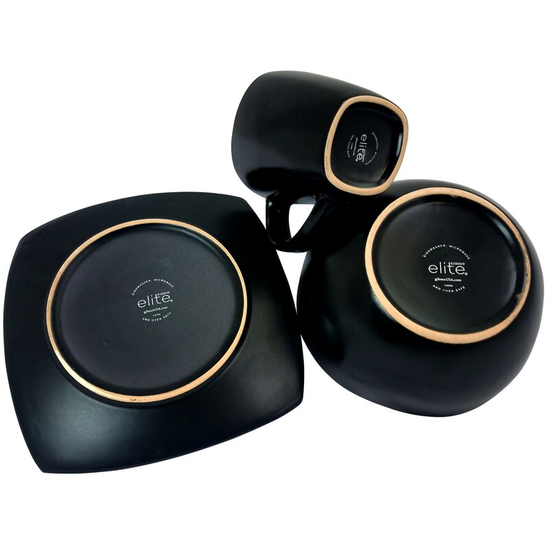 Gibson Elite Soho Lounge 16-Piece Soft Square Dinnerware Set in Blue