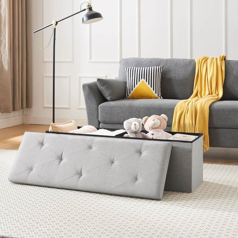 Versatile Linen Storage Bench Ottoman &ndash; Perfect for Bedroom, Living Room & Entryway