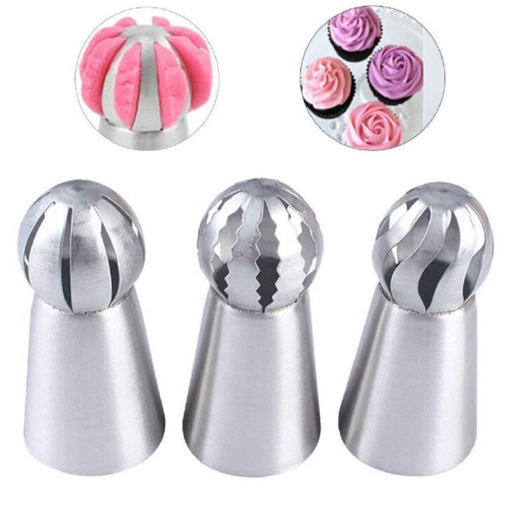 Pack of 3 Russian Ball Sphere Icing Nozzle Set