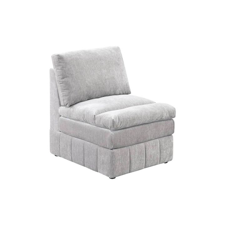 1pc Armless Chair Modular Plush Chair Sectional Sofa Granite Morgan Fabric Suede
