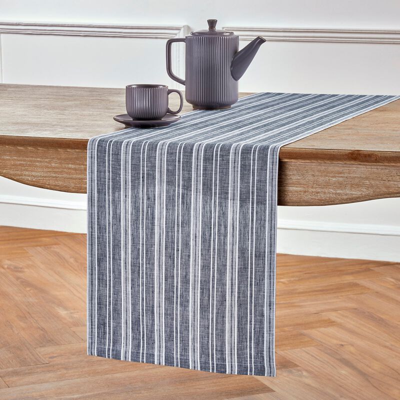 Solino Home 100% Pure Linen Table Runner - Chelsea Stripe