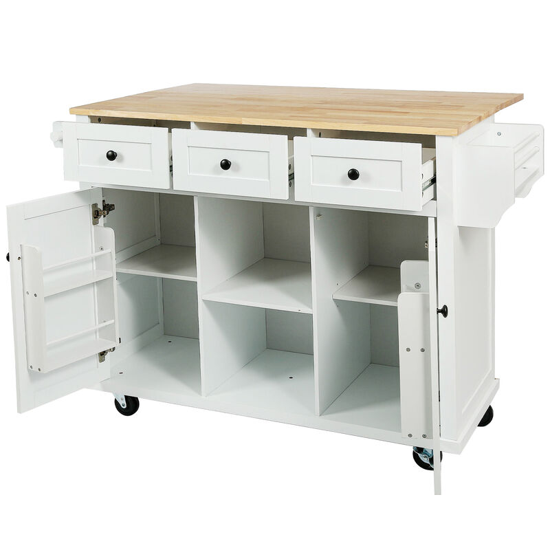 Kitchen Cart with Drop-Leaf Countertop & Storage Rolling Island for Food Prep & Dining