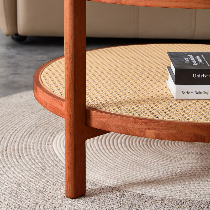 Cridcu Double Layer Solid Wood Coffee Table image number 5
