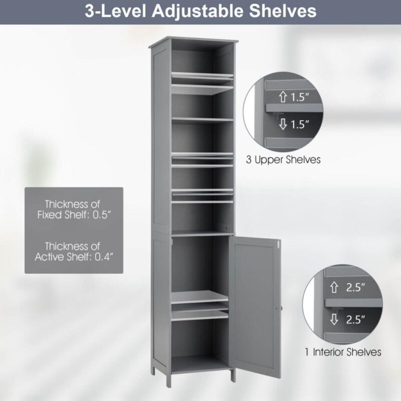 Hivvago 72 Inches Free Standing Tall Floor Bathroom Storage Cabinet