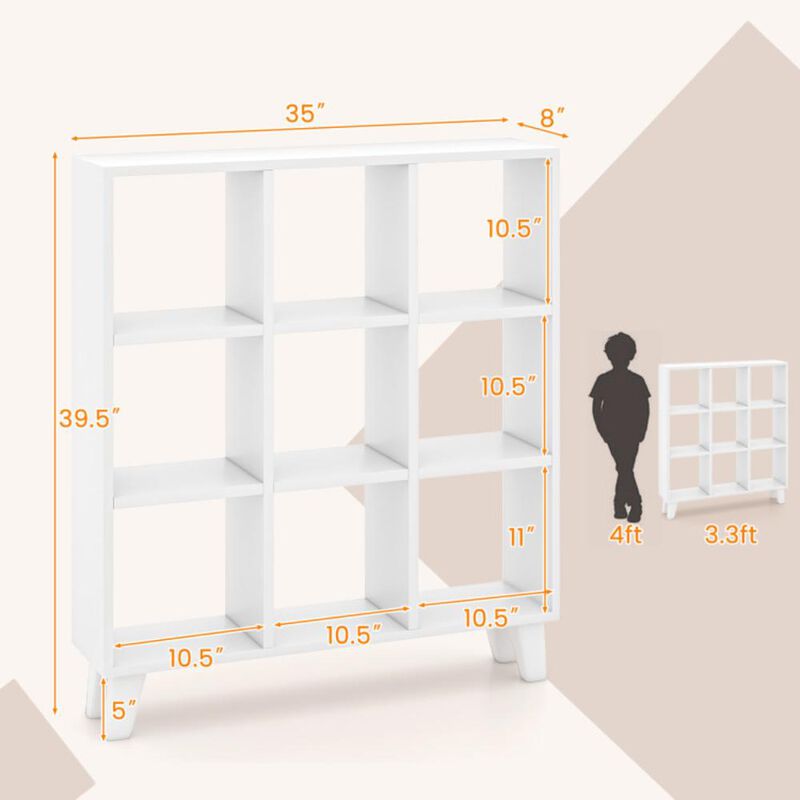 Hivvago 9-Cube Bookcase with 6 Removable Shelves and Raised Support Feet