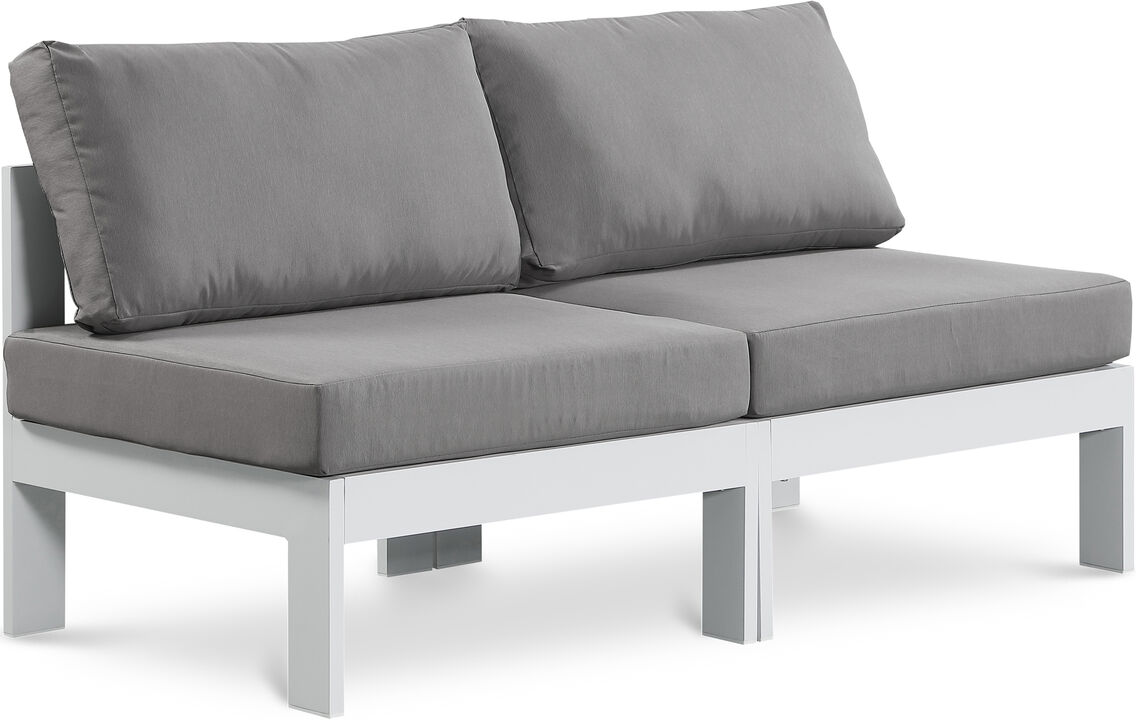 Meridian Furniture Nizuc Grey Water Resistant Fabric Outdoor Patio Modular Sofa