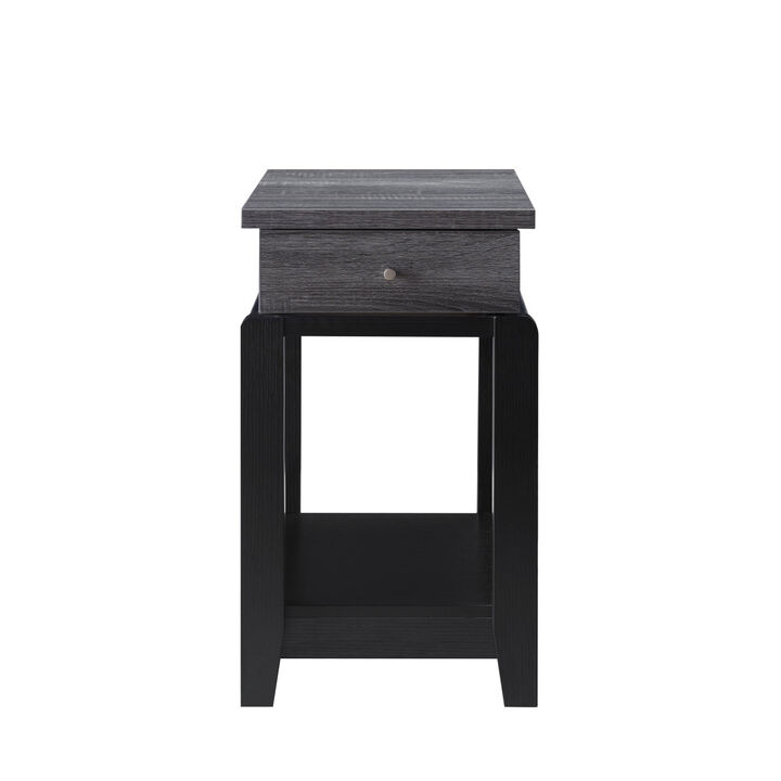 Chairside Table Distressed Grey Black