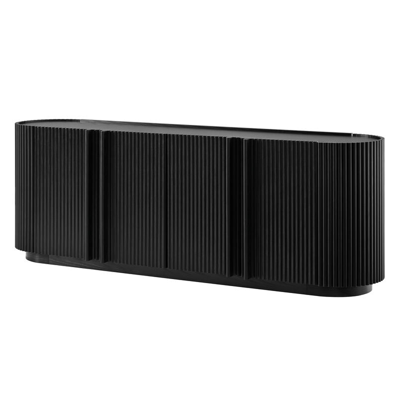 Merax Modern Fluted Media Console with 2 Adjustable Shelves, 4 Cable Holes, Rounded Edges image number 0