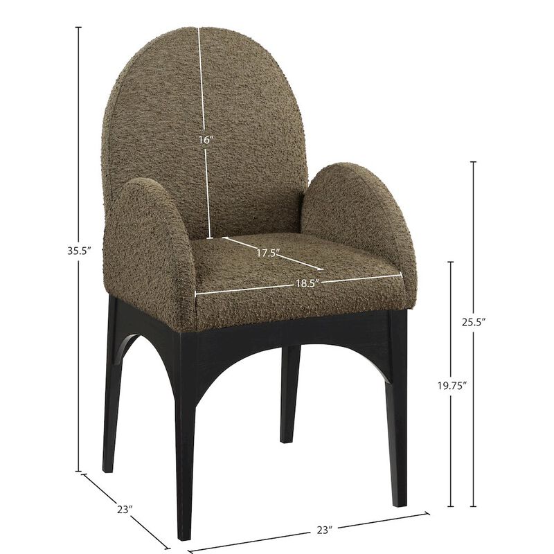Meridian Furniture Waldorf Olive Boucle Fabric Dining Chair