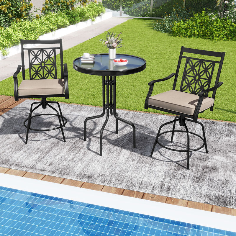Set of 2 Outdoor Swivel Dining Chairs with Comfortable Seat Cushions