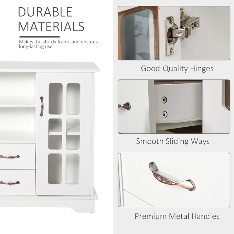 White Modern Storage: Sideboard Cabinet with Glass Door for Kitchen